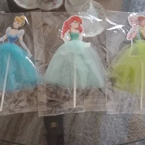 Cinderella, Ariel and Frozen Forever Cake Toppers! Lot X3!
